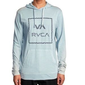 RVCA VA Pullover Hoodie Lightweight Mens XL Slim Fir 100% Cotton Blue Teal PTA